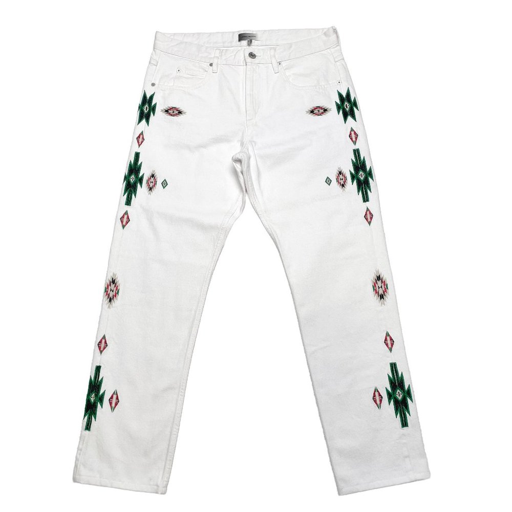 Isabel Marant Jasper Native Embroidered Denim Jeans -  White | 32
